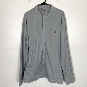 Adidas Golf Sports Men's Track Jacket Size XL Mock Neck Hands Pockets Color Gray